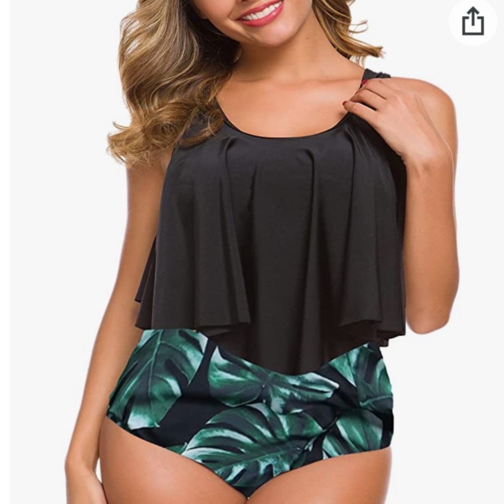 Doustick Ruffle high waisted swimsuit set